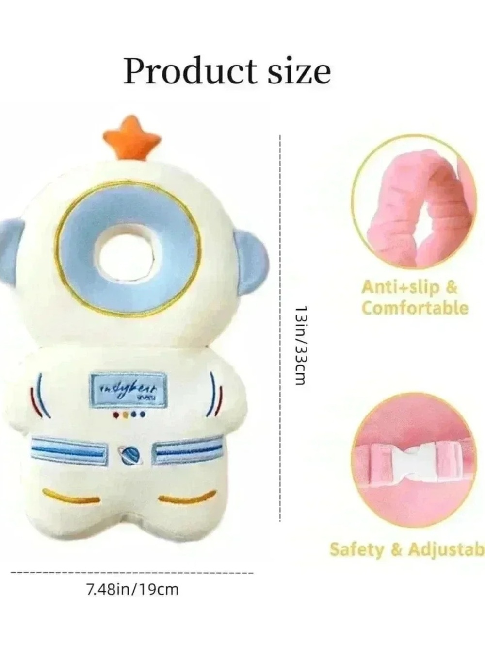 NWT Baby Head Protector Backpack - Astronaut Design, Adjustable Safety Pad